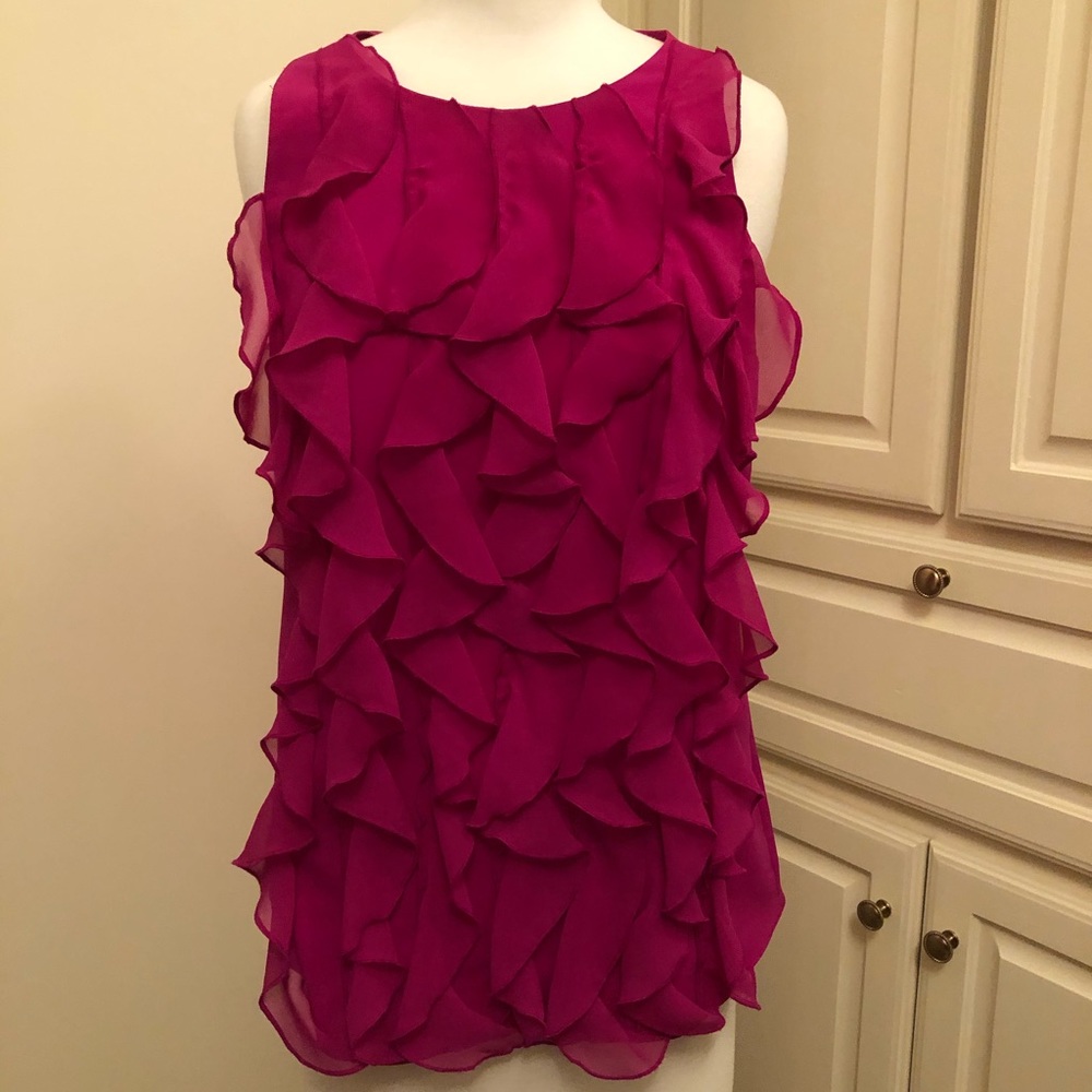 TRULLI Fuschia Sleeveless Ruffle Top- XS